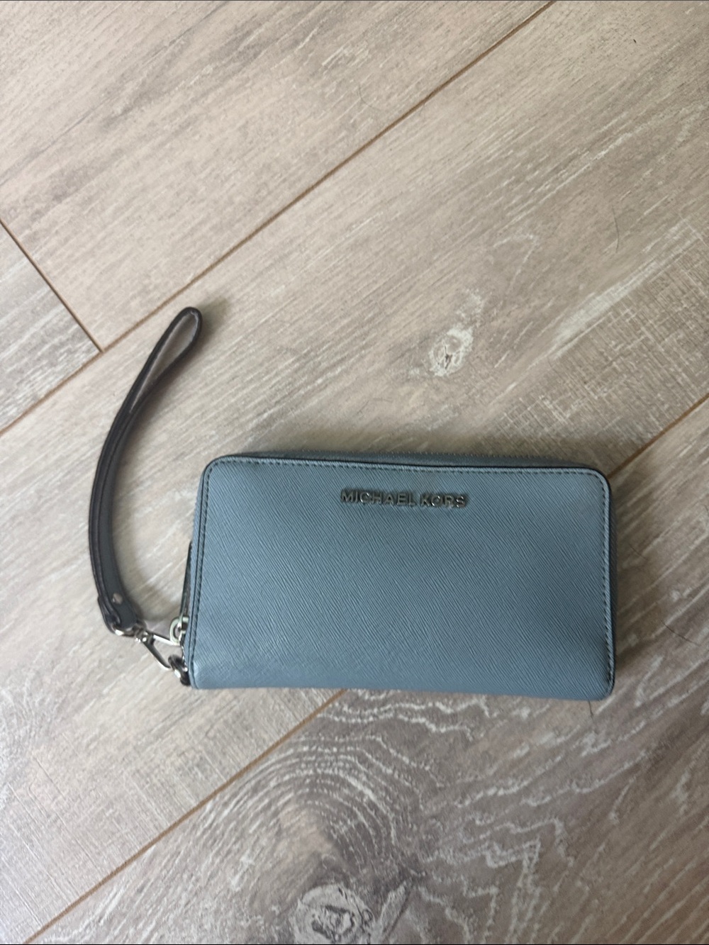 Michael Kors Dusty Blue Zip-Around Wristlet